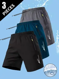 Men's Geometric Pattern & Solid Color Shorts Set, Athletic Sportswear, Outdoor Badminton Volleyball Tennis Sports, Perfect Gift for Men