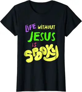 Womens Without Jesus is Spooky T-shirt Fall Halloween Christian Mom - Phoebeumba Shop 59B07HCV7LWV