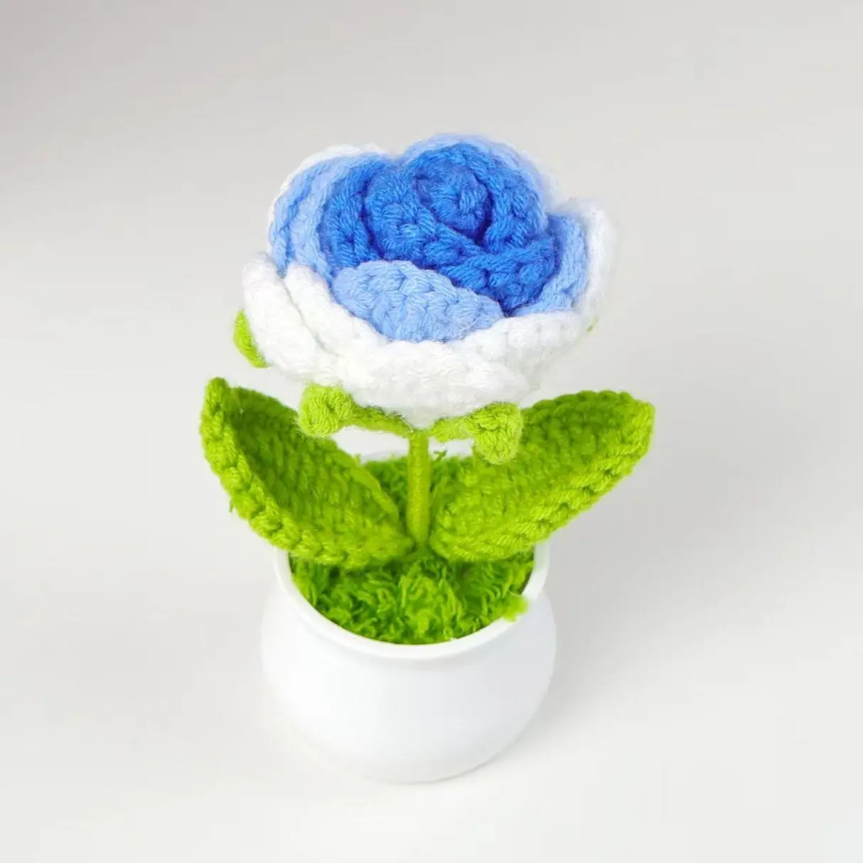 Woven roses potted blue
