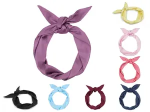 JuneStudioDesign Extra Long Wide Wired Satin Silk Hair Scarf|PonytailBraid|Hair Bun|Turban Scarf|Holiday Headband|Hair Wrap|Twisted|Dolly Bow|Tie Knot|Fabric