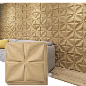 Art3d Wood Brown 3D Wall Panel PVC Flower Design Cover 32 Sqft, for Interior Wall Decor in Living Room,Bedroom,Lobby,Office,Shopping Mall