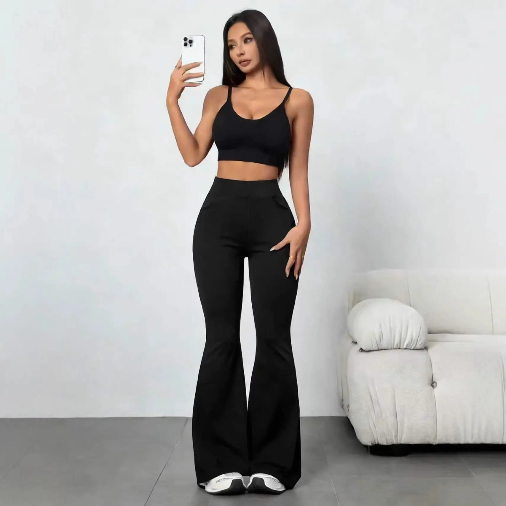 Flared Denim Jeans Womens Spring High-Waist Slimming Horseshoe Bell Bottoms For Women