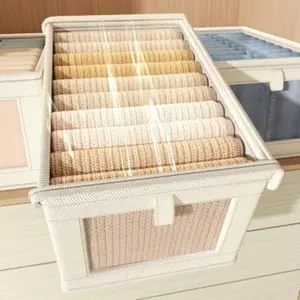 Foldable Transparent Lid Clothing Storage Box, Bedroom Clothes Organizer, Closet Home Storage Container, Wardrobe Clothes Box, Collapsible Storage Bin