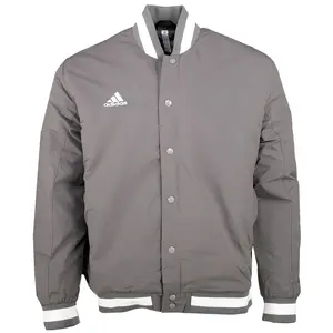 adidas Mens Dugout Coaches Button Up Baseball Jacket Athletic Outerwear Casual - Grey