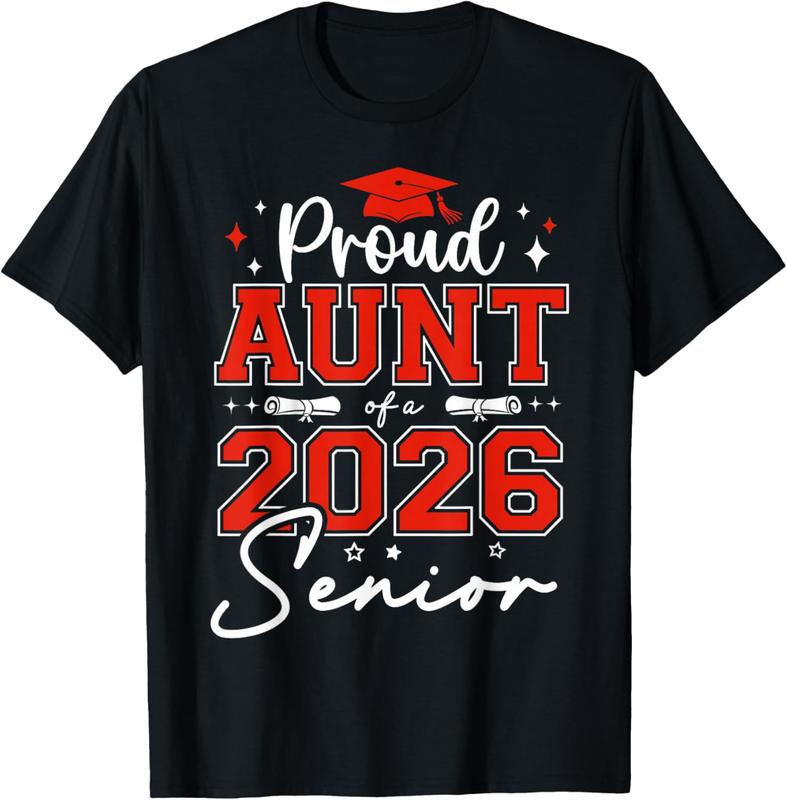 100% Cotton Senior 2026 Proud Aunt of a 2026 Senior Graduate Graduation T-Shirt