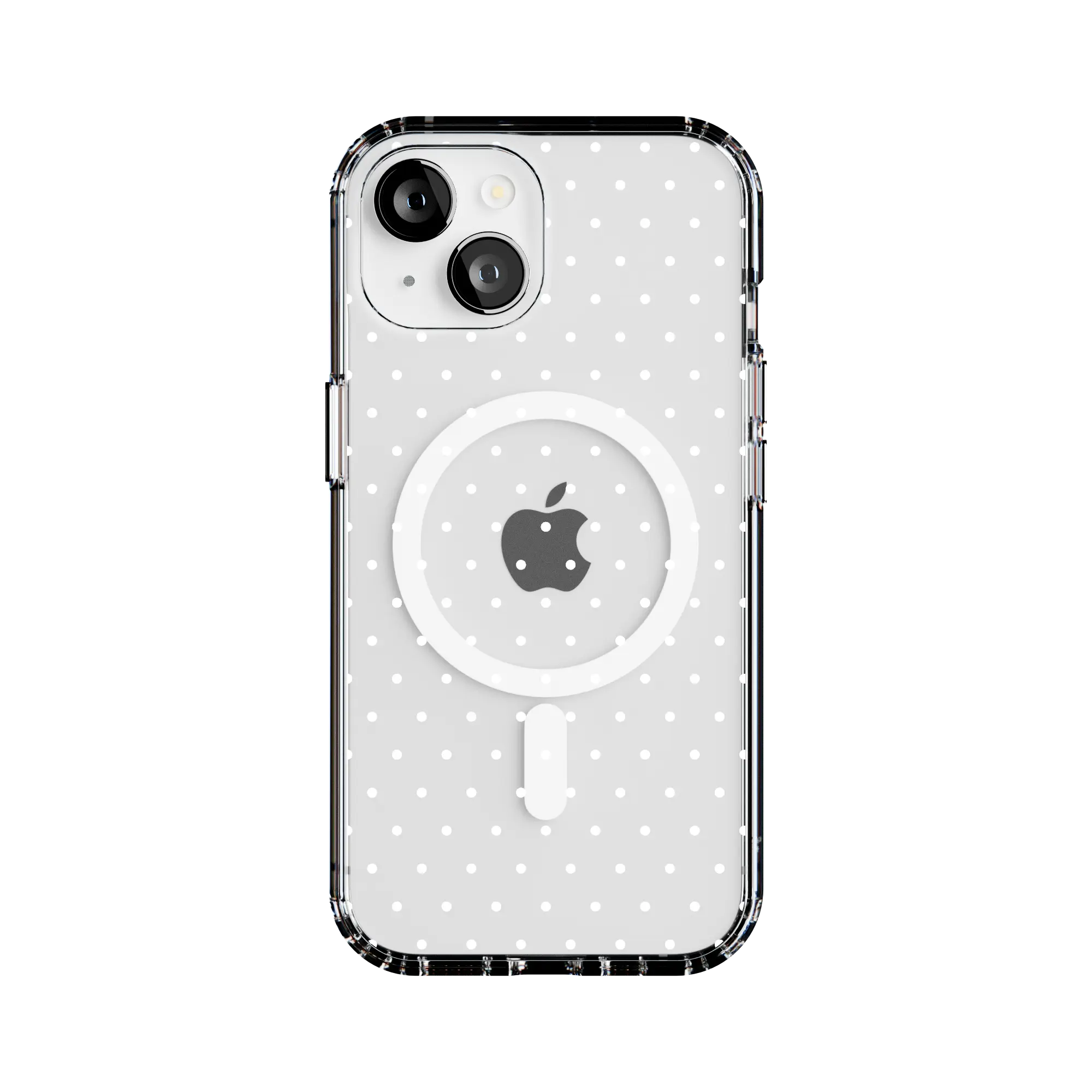 Casely iPhone 15 Case | On the Dot | White Polka Dot | Clear Classic Ultra-Thin Design | Compatible with MagSafe