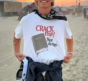 Crack This! Not Drugs Bible T-Shirt, Funny Christian Graphic Tee, Inspirational Message Shirt, Faith-Based Apparel, Unisex Menswear Womenswear Top.