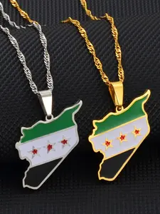1pc Syria Map Flag Charms Pendant Necklaces Daily Wear Necklace Gift Necklace Syrians Jewelry