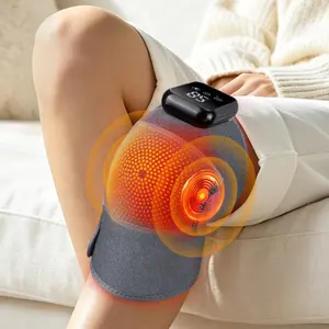 3 Vibration Modes 3-Level Heating Extended Knee Brace 2000mAh Touchscreen 15-Min Timer Universal Fit Portable Pain Relief Black Christmas Practical Gift for Elders Knee Pain Tool USB Rechargeable Massagers