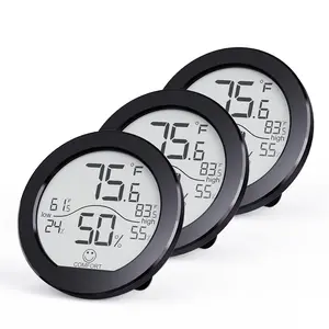 Indoor Digital Hygrometer 3 Pack Room Thermometer and Humidity Gauge LCD with Max and Min Records (Black)