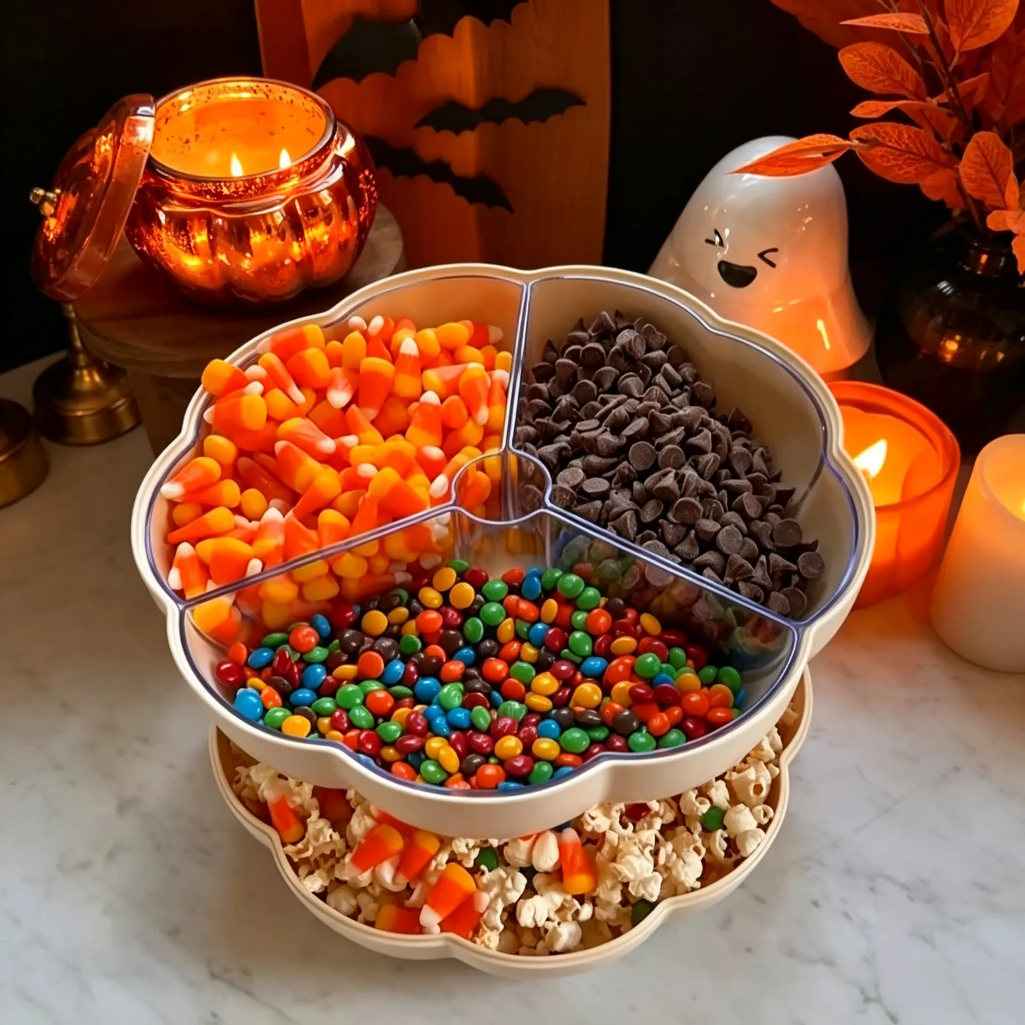 2026 New Large Pumpkin Serving Tray, Halloween Fruit & Snack Bowl, Divided Nut & Candy Organizer, Decorative Fruit Basket for Living Room Coffee Table & Kitchen