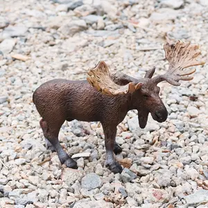 1pc, cute simulation European elk, North American moose PVC sculpture desktop decorations, home Christmas ornaments, small animal succulent potted plant micro landscape decorations, suitable for indoor and outdoor decoration on a variety of Artwork