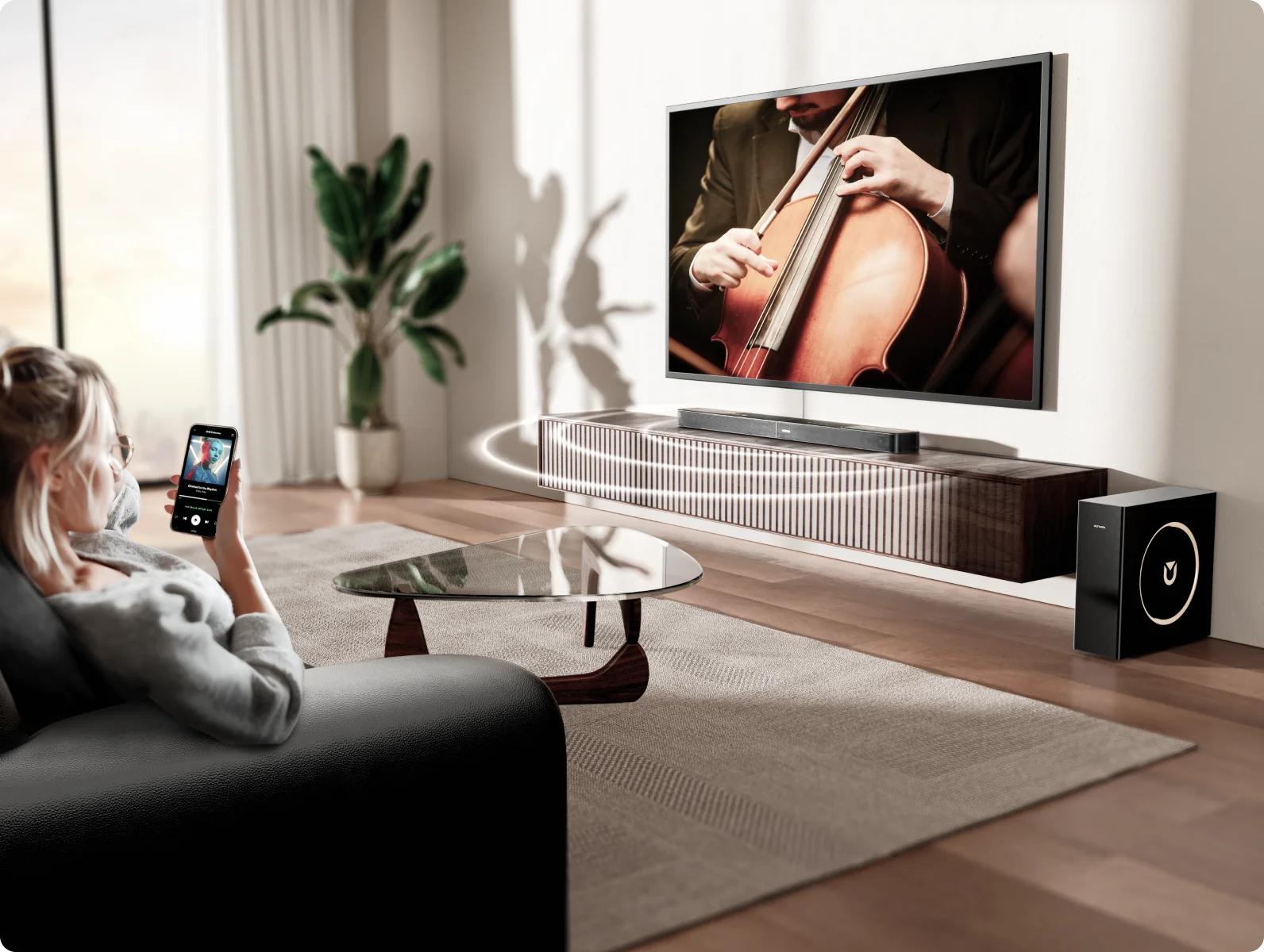 ULTIMEA Skywave F30 3.1.2ch Soundbar with Dolby Atmos with Subwoofer 6 Speakers Home Theater System Smart Dialogue Enhancement & Bluetooth 5.4 for Immersive Entertainment Smart App Control- Audio