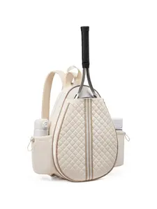 Elegant Quilted Tennis Bag, Lightweight Multi-Functional Design, Ergonomic Spine Protection, Multiple Compartments, Large Capacity Backpack