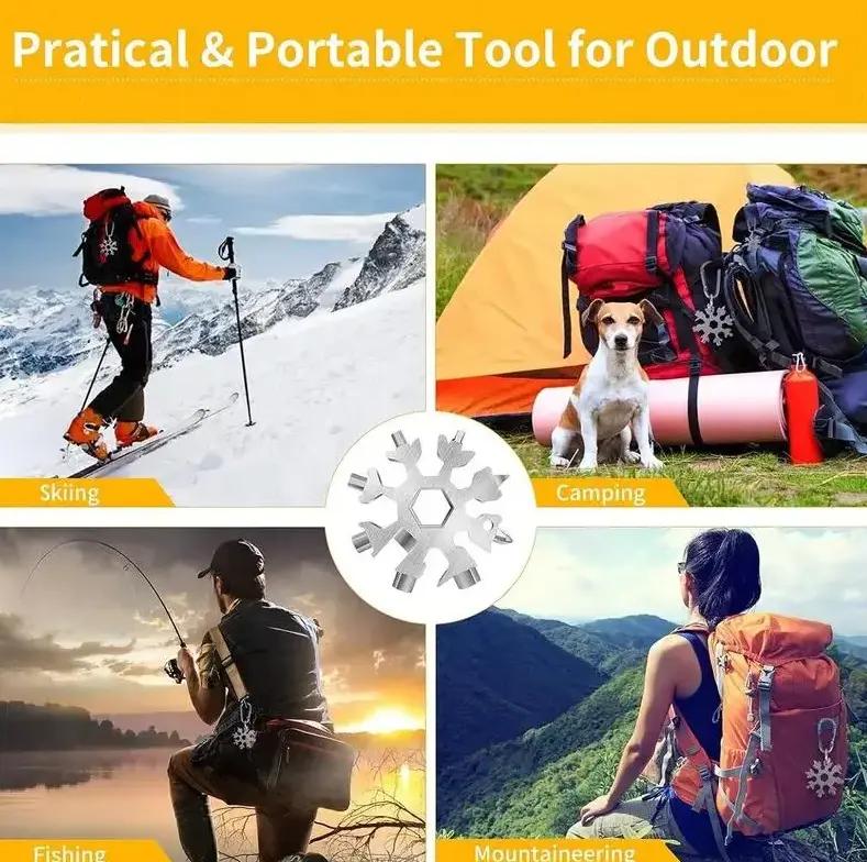 New Viral 18-in-1 Snowflake Multi-Tool – Stainless Steel Portable Wrench | All-in-One Screwdriver & Bottle Opener | A Must-Have Survival Gadget for Everyday Use