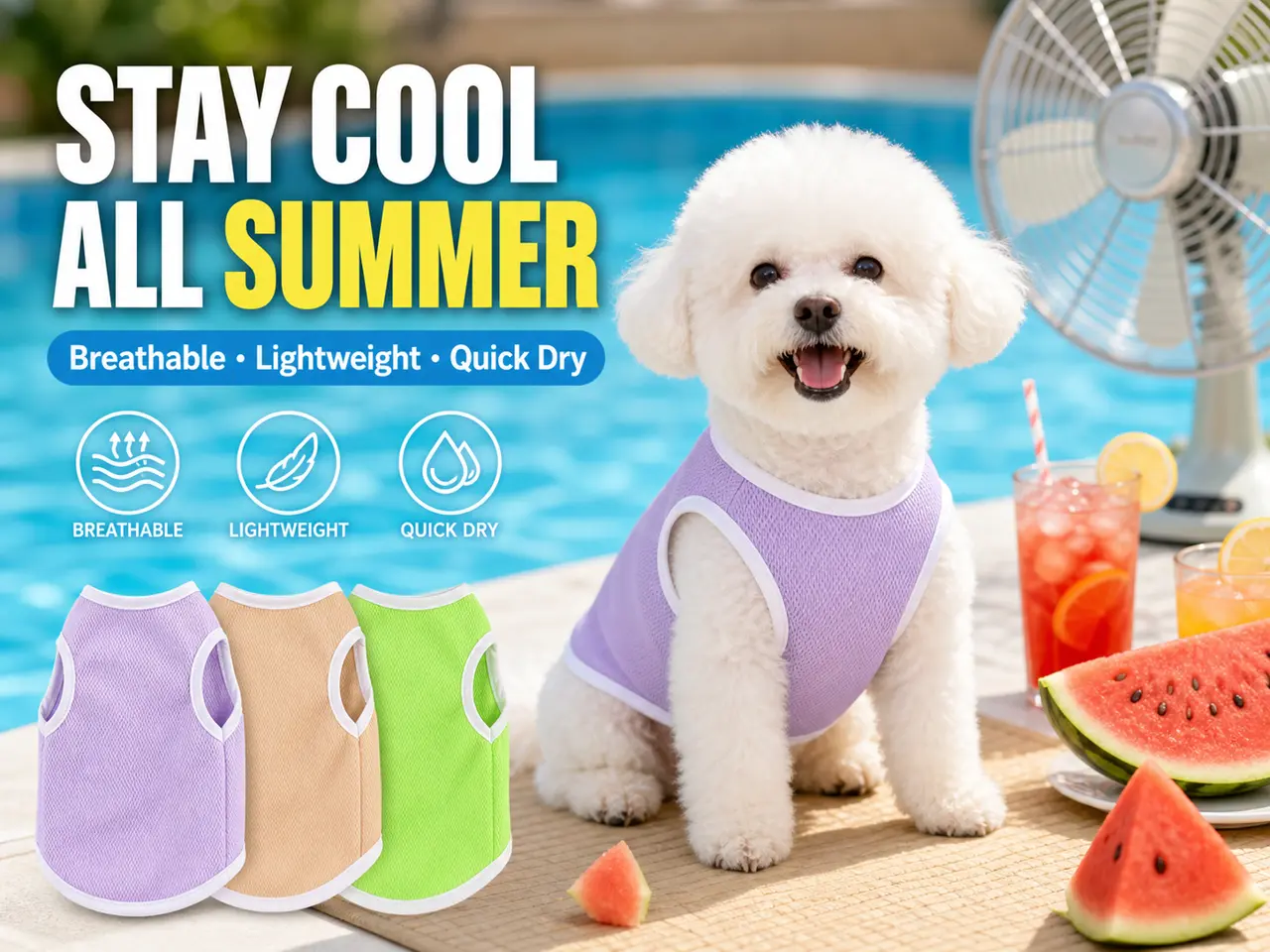 Prevent Dog Heatstroke! Summer Breathable Mesh Cooling Vest for  & Medium Dogs | Lightweight & Sun Protection Dog Clothes pet