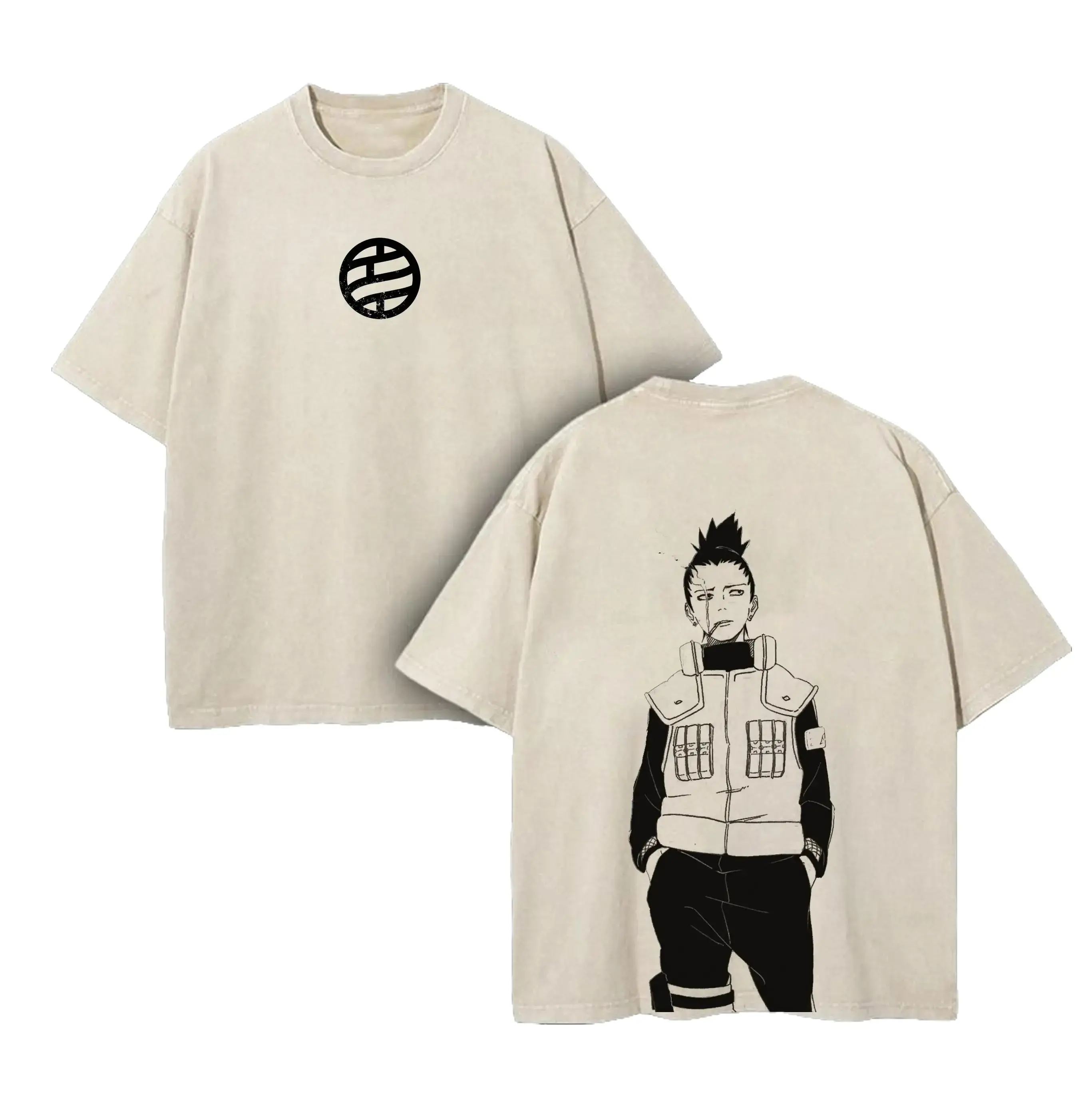 Shikamaru Nara - Naruto Anime Double Printed Vintage Washed Tee Unisex Oversize Anime Manga Washed Heavyweight Cotton T-shirt, Gift For Anime Fan, Anime Lover graphic meme funny casual cotton menswear ootd summer tshirt jesus