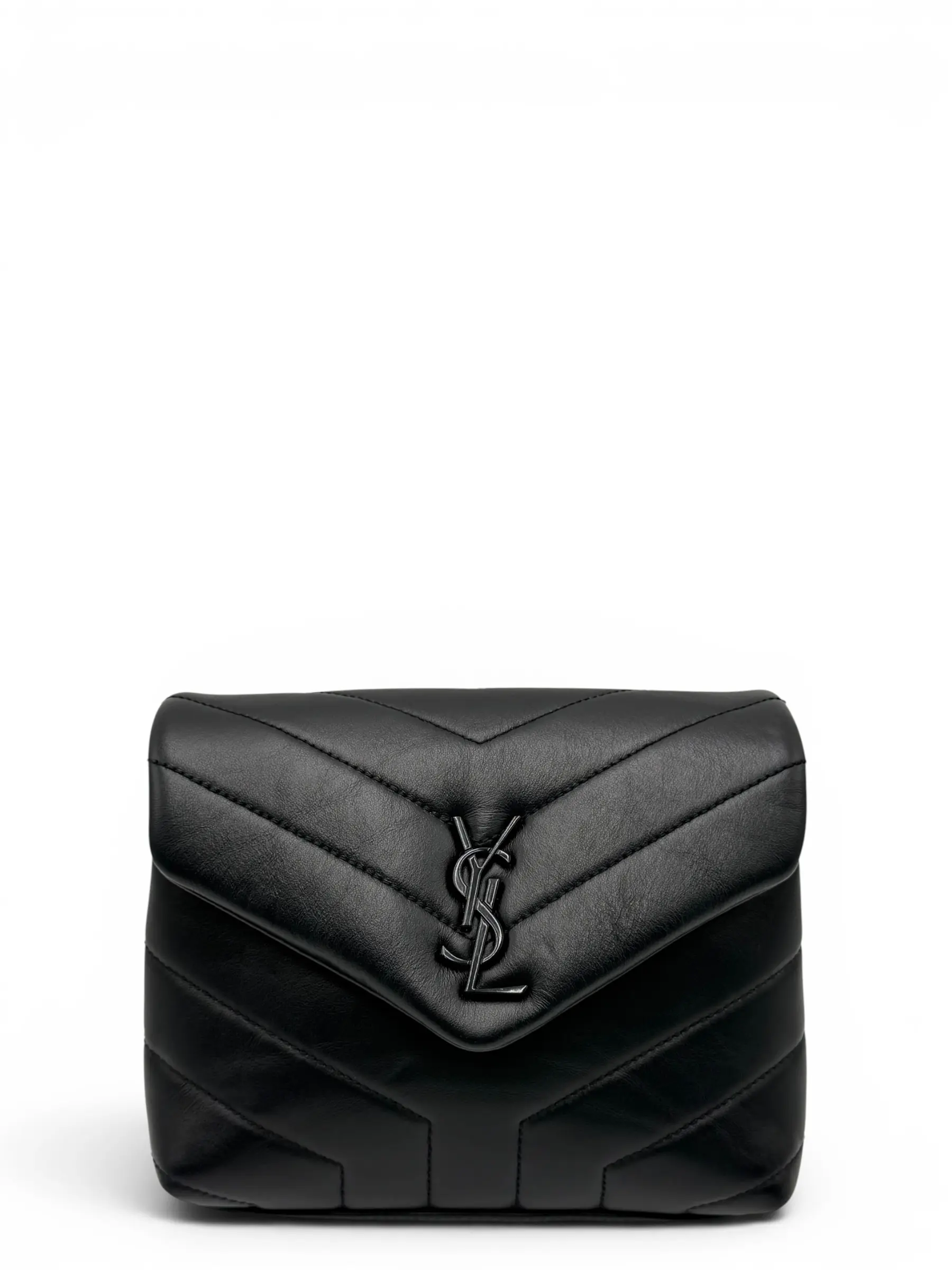 Pre-owned Yves Saint Laurent COATED CANVAS Shoulder Bags YSL TOY LOULOU BLACK SHOULDER BAG