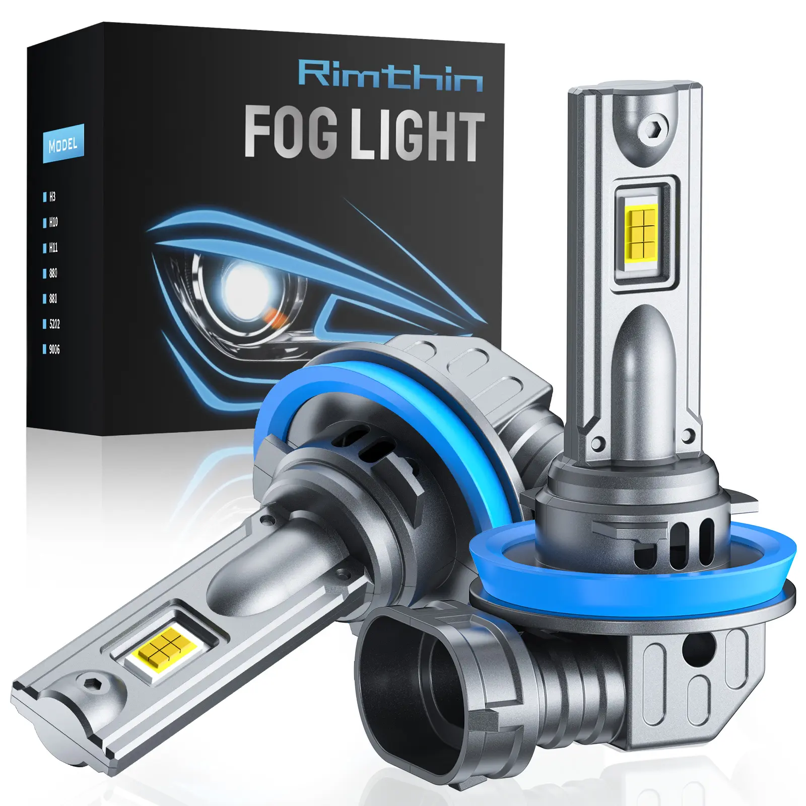 Rimthin H11/H16/5202/9145 LED Fog Light Bulbs 6000K Plug & Play IP68 Waterproof Durable Long Lifespan for Cars Trucks SUVs 2-Pack