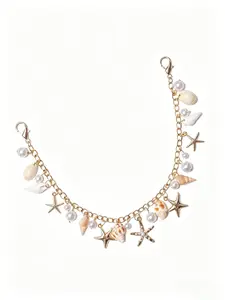Seashell And Starfish Bag Chain Faux Pearl-Embellished Chain Ocean-Style Fade-Resistant Summer Vacation Accessories Versatile Travel Accessories Gentle & Versatile Style Enthusiast Of Ocean-Themed Accessories Gifts For Friends / Holiday Gifts