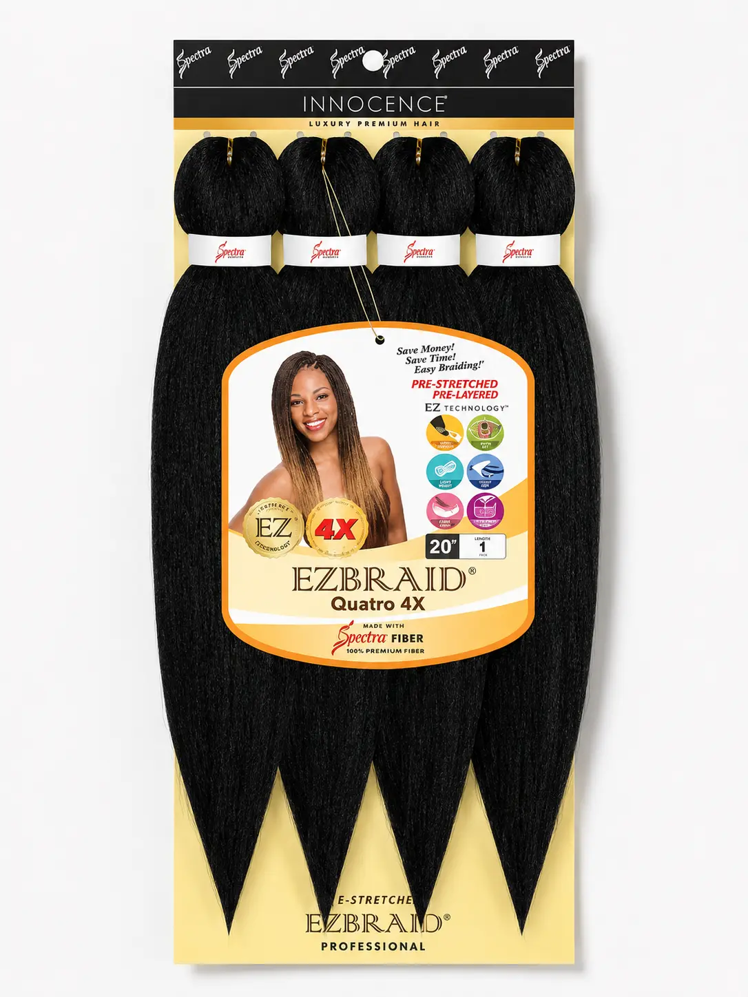 EZ Braid Quatro 4X Pre-Stretched 20" - Color (1) hair extensions