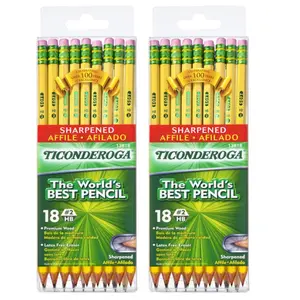 Dixon Ticonderoga  Ticonderoga Presharp Pencils, Soft Yellow - Pack of 18 - 2 per Pack