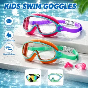 2 Pack Kids Swim Goggles for 3-15 UV Protection Anti-Fog High Definition Waterproof Adjustable Goggles for Boys and Girls - Safety anti-uv swimming goggles swim glass anti-fog swimming goggles Swimminggoggles Nose Clip