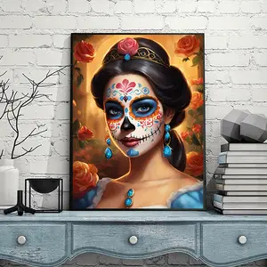 1pc DIY 5D Diamond Painting Kit Sugar Skull Princess Design, Full Drill Mosaic Art Craft Picture for Wall Decor Surprise Gift Idea