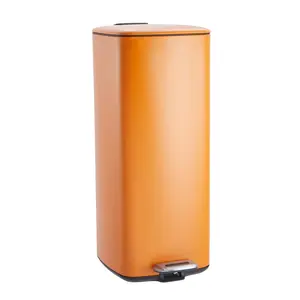 8 Gallon Stainless Steel Step Trash Can, Fingerprint Resistant, Soft Close Lid, Removable Inner Bucket for Kitchen, Home, Office
