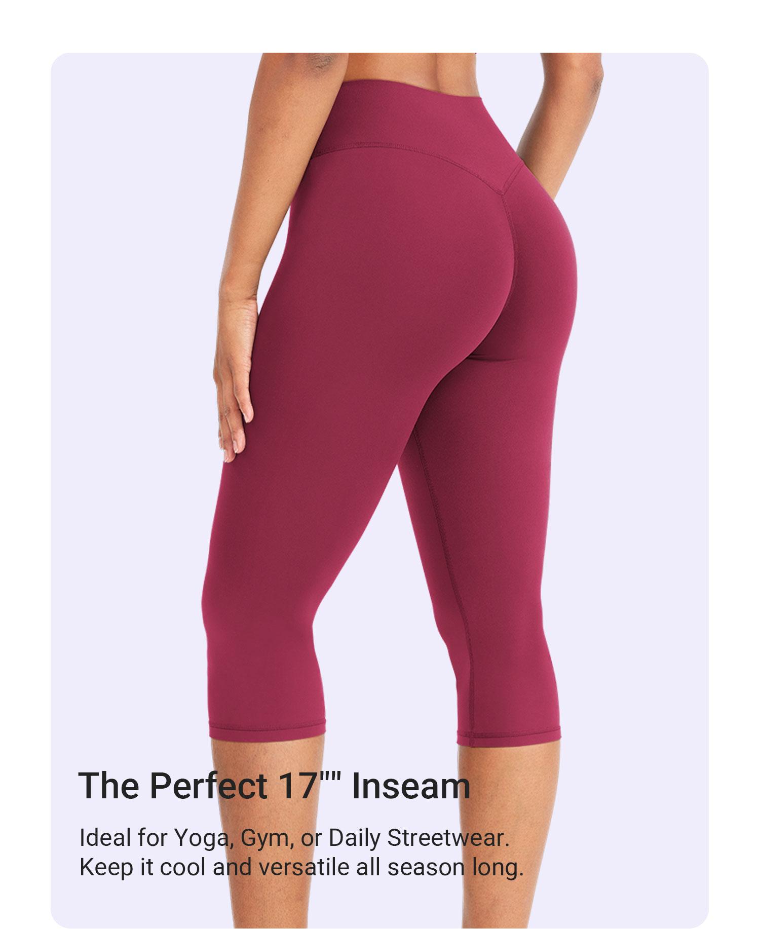 YEOREO Women's 17" High Waisted Workout Capri Leggings - No Front Seam, Hidden Scrunch, Everyday Active for Gym Yoga - Summer Finds, Soho Chic