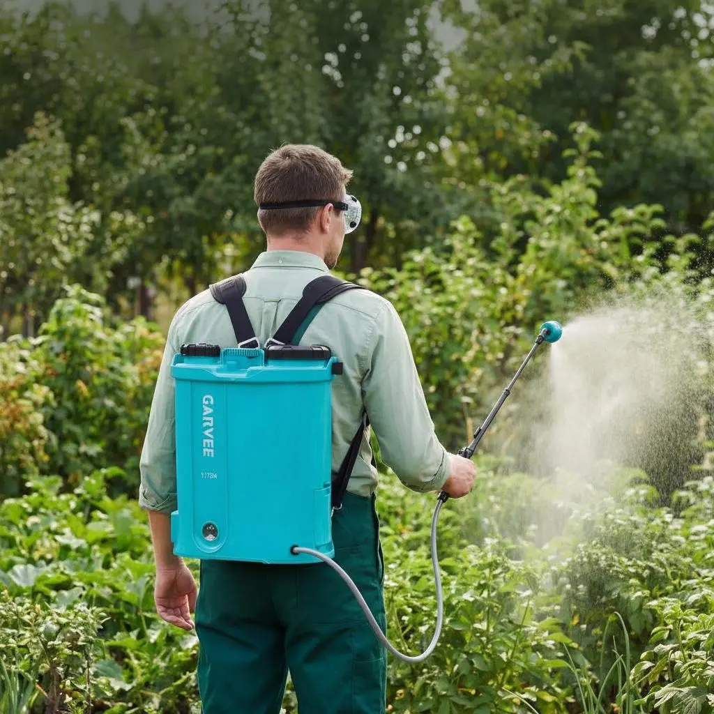 Garvee Upgraded Battery Powered Backpack Sprayer 3.17 Gallon – Adjustable 0-65 PSI Electric Pressure – 18V Rechargeable Battery – 5 Nozzles & 1 Spray Wand – Wide Mouth Lid – Ideal for Weeding, Gardening & Yard Spraying – White + Lake Blue