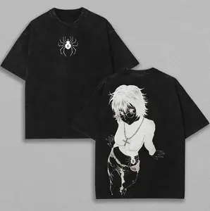 Retro Vintage Limited Edition Shizuku Washed Cotton Tee Double Sided Hunter X Hunter Anime Print Lightweight Oversized Anime Shirt Soft Cotton Gift for Anime Fans Otaku Streetwear Anime Outfit Anime Cotton Clothing