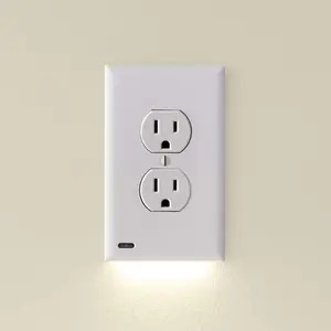 2 Pack GuideLight 2 [for Duplex Outlets] - Replaces Plug-in Night Light - Electrical Receptacle Wall Plate with LED Night Lights - Auto On/Off Sensor - (Duplex, White)