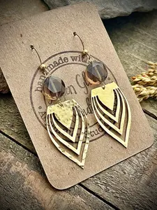 Gold Brass Smoky Quartz Earrings
