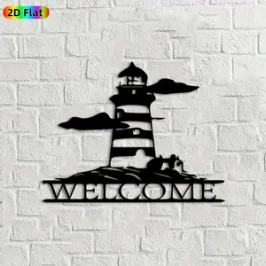 1pc Lighthouse Metal Wall Art,Lighthouse Statue Mural, Ideal Gift for New Year, Easter, Nautical Enthusiasts, Weather-Resistant Metal Wall Decor Wall Sculptures, Perfect for Entryway Wall & Garden Fence, Unique Coastal Home Decor