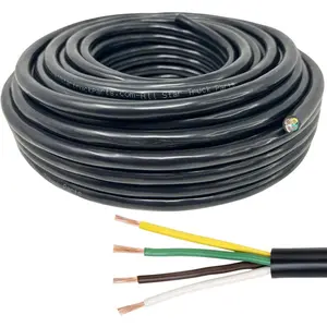 Heavy Duty 14 Gauge 4 Way CCA Conductor Wire RV Trailer Cable Cord Insulated Stranded Copper Clad Aluminum 4 Conductor Color Coded PC P2 DOT FMVSS 108/SAE Approved 25 FT ROLL