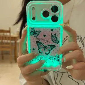Glowing Hollow Out Cartoon Phone Case, Matte Butterfly LED Personalized Call Light, Couple Style, for iPhone X/XR/XS MAX/11/12/13/14/15/16/17 Pro/Plus/Pro Max
