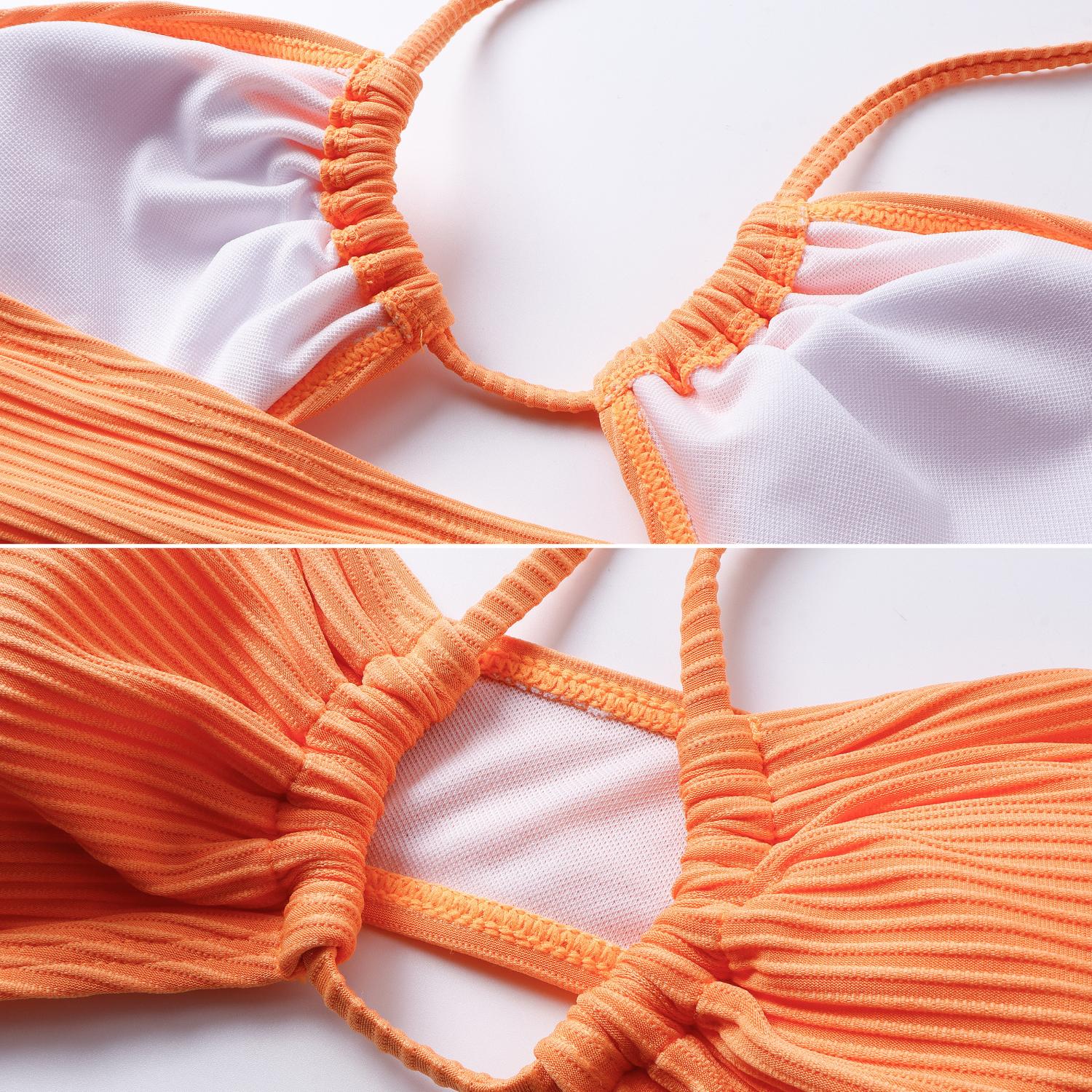 Women's 3 Pieces Bikini Set Backless Halter Neck Top With Drawstring Swimsuit Set with Beach Skirt