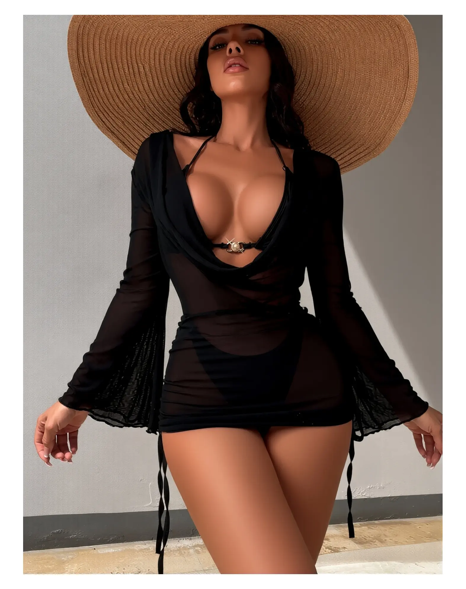 Women's 3-Piece Bathing Suit Outfits, Bohemian Crochet Set with High Waisted Bikini and Lightweight Cotton Cover Up, Stretch Triangle Tops, Swim Top Set, Beach Bikini Swimsuit, Female