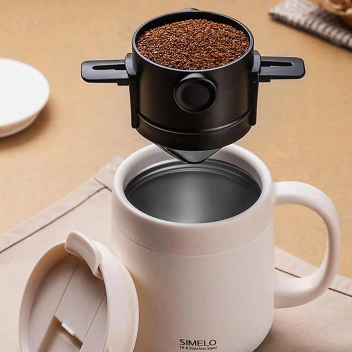 1pc Coffee Filter, Stainless Steel Paperless Coffee Funnel Mesh, Portable Foldable Drip Coffee Filter Cup, Convenient Hand-Brewing Tool, Kitchenware, Kitchen Gadgets