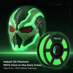Nabaill 3D Filament PETG Glow-in-the-Dark Green Fast Print - PETG BASIC Settings for 3D Printing Projects