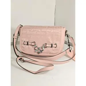 Juicy Couture Vintage Pink Monogram Flap Crossbody - Perfect for Valentine’s Day - Y2K Shoulder Bag Purse | Sweet Gift for Her