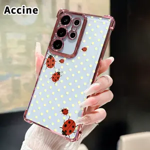 Phone Case Compatible with Samsung Galaxy S26 Ultra S24 Plus S25 S22+ FE Edge ladybug dotted charm Pattern Anti-drop Durable Total Protective Shockproof Transparent Cover Casing
