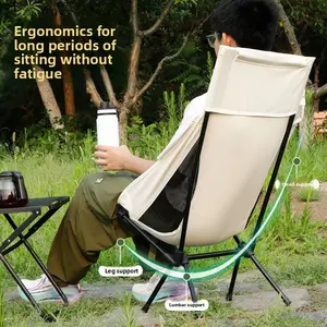 Outdoor breathable moon chair, lightweight portable massage armchair, folding chair with backrest, fishing beach chair, high-back camping chair