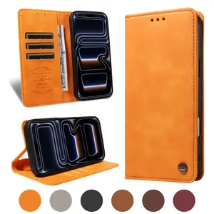 Strong Magnetic Flip Cover Case for iPhone 17pro Max/17pro/air/17/17e/16promax/15/14/13/12/11, Leather Logo Wallet with Multiple Card Slots
