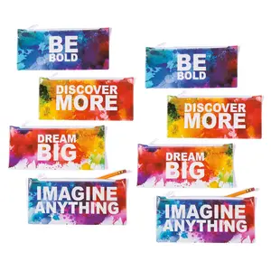 8 1/2" x 4" Bulk 48 Pc. Watercolor Motivational Vinyl Pencil Cases
