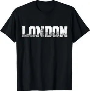 London England UK Skyline Vintage Souvenir Gift Casual Short Sleeve Cotton T-Shirt