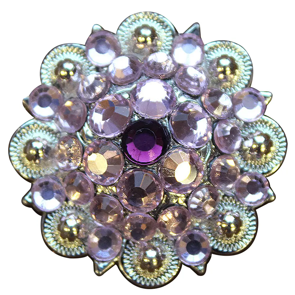 HILASON Western Screw Back Concho Pink Purple Crystals Saddle Amethyst and Rose Color | Bridle Conchos Slotted