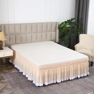 Solid Color Ruffle Trim Bed Skirt, 1 Count Soft Comfortable Bed Skirt, Bedding Supplies for Home Bedroom Hotel