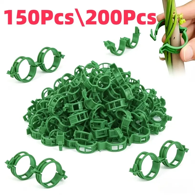 150/200 Pcs Multiple Options Garden Plant Clips, Plastic Vine Clips for Tomatoes, Cucumbers, Grapes, Strawberries, Versatile Use, Reusable Design, Non-Damaging, Gardening Tool, Plant Support